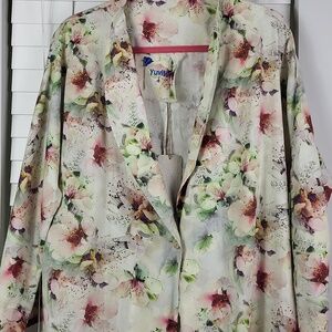 Yuvita 100% linen Apple Blossom  Floral Duster Robe. Size S